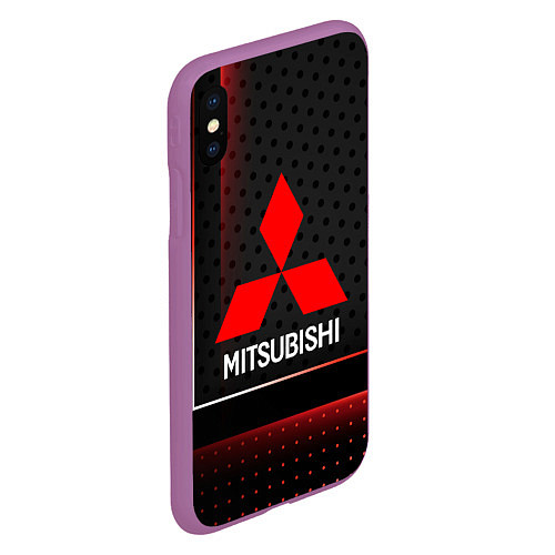 Чехол iPhone XS Max матовый Mitsubishi Абстракция карбон / 3D-Фиолетовый – фото 2