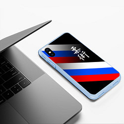 Чехол iPhone XS Max матовый Джиу-джитсу : Россия, цвет: 3D-голубой — фото 2