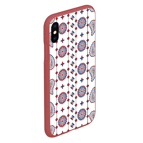 Чехол iPhone XS Max матовый Пейсли с мандалами / 3D-Красный – фото 2