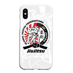 Чехол iPhone XS Max матовый Jiujitsu emblem Джиу-джитсу, цвет: 3D-белый
