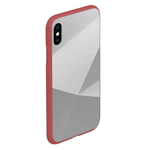 Чехол iPhone XS Max матовый Геометрические серые фигуры / 3D-Красный – фото 2