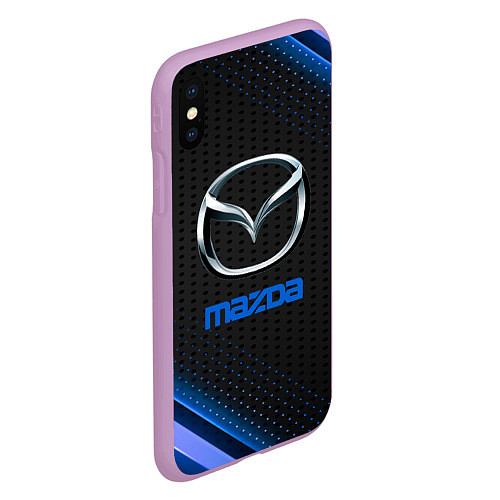 Чехол iPhone XS Max матовый Mazda Абстракция карбон / 3D-Сиреневый – фото 2