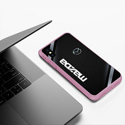 Чехол iPhone XS Max матовый Mazda карбон, цвет: 3D-розовый — фото 2