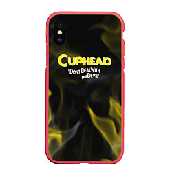 Чехол iPhone XS Max матовый Cuphead жёлтый огонь, цвет: 3D-красный