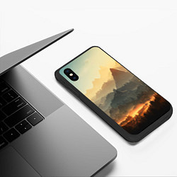 Чехол iPhone XS Max матовый Рассвет в горах, пейзаж, цвет: 3D-черный — фото 2
