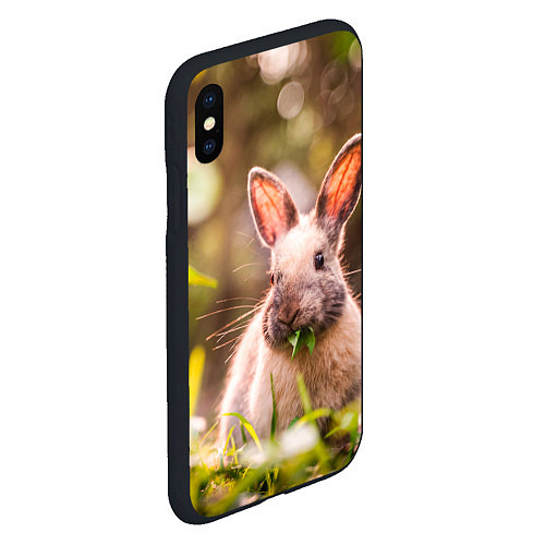 Чехол iPhone XS Max матовый Милый кролик / 3D-Черный – фото 2