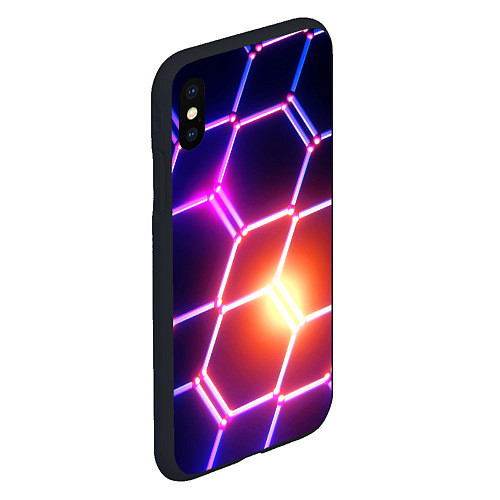 Чехол iPhone XS Max матовый Магическая неоновая броня / 3D-Черный – фото 2