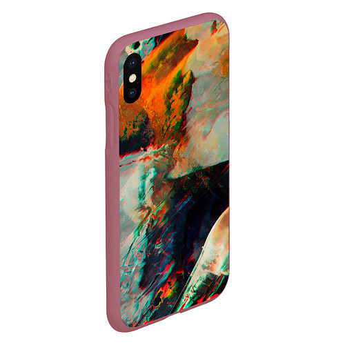 Чехол iPhone XS Max матовый Картинный холст со множеством красок / 3D-Малиновый – фото 2