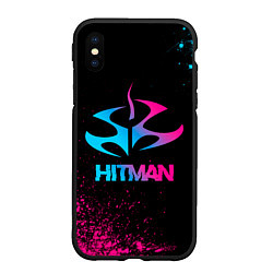 Чехол iPhone XS Max матовый Hitman - neon gradient, цвет: 3D-черный