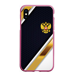 Чехол iPhone XS Max матовый Gold and white Russia