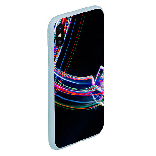 Чехол iPhone XS Max матовый Неоновые линии во тьме / 3D-Голубой – фото 2