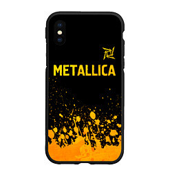 Чехол iPhone XS Max матовый Metallica - gold gradient: символ сверху, цвет: 3D-черный