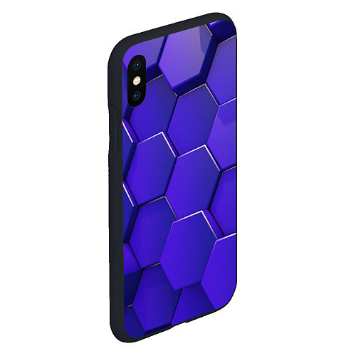 Чехол iPhone XS Max матовый Большие объёмные соты / 3D-Черный – фото 2