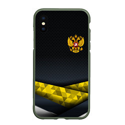 Чехол iPhone XS Max матовый Золотой герб black gold