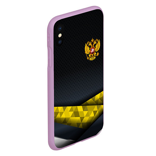 Чехол iPhone XS Max матовый Золотой герб black gold / 3D-Сиреневый – фото 2