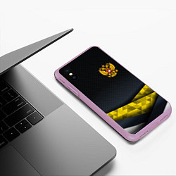 Чехол iPhone XS Max матовый Золотой герб black gold, цвет: 3D-сиреневый — фото 2
