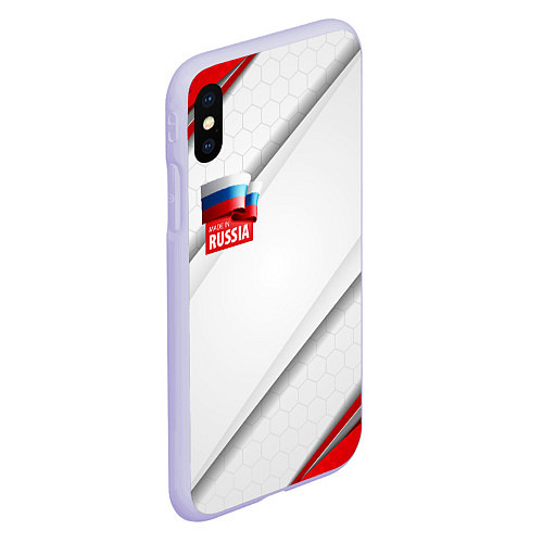 Чехол iPhone XS Max матовый Red & white флаг России / 3D-Светло-сиреневый – фото 2
