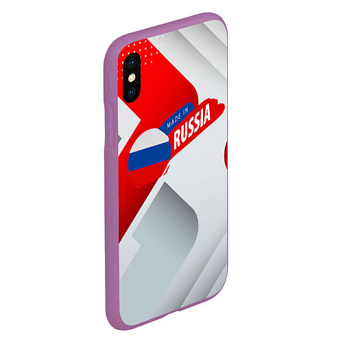 Чехол iPhone XS Max матовый Welcome to Russia red & white / 3D-Фиолетовый – фото 2