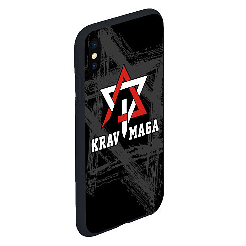 Чехол iPhone XS Max матовый Krav-maga military combat system emblem / 3D-Черный – фото 2