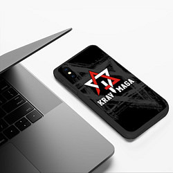 Чехол iPhone XS Max матовый Krav-maga military combat system emblem, цвет: 3D-черный — фото 2