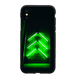 Чехол iPhone XS Max матовый Неоновые зелёные стрелки во тьме
