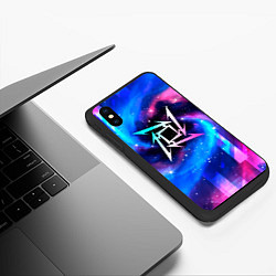 Чехол iPhone XS Max матовый Metallica неоновый космос, цвет: 3D-черный — фото 2