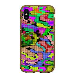 Чехол iPhone XS Max матовый Разноцветный клетчатый камуфляж