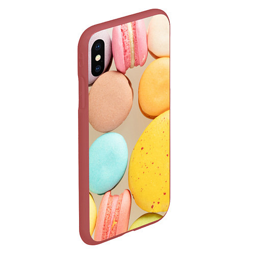 Чехол iPhone XS Max матовый Разноцветные пирожные Макарон / 3D-Красный – фото 2