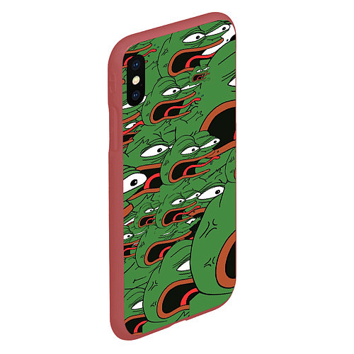 Чехол iPhone XS Max матовый Пепе лягушка / 3D-Красный – фото 2