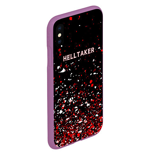 Чехол iPhone XS Max матовый Helltaker краска / 3D-Фиолетовый – фото 2
