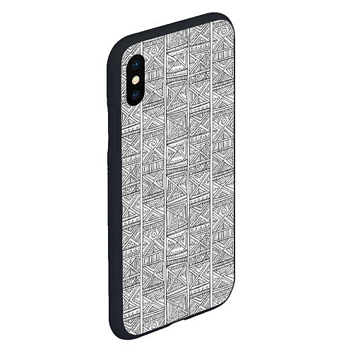 Чехол iPhone XS Max матовый Орнамент треугольник / 3D-Черный – фото 2