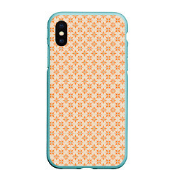 Чехол iPhone XS Max матовый Оранжевые геометрические цветы, цвет: 3D-мятный
