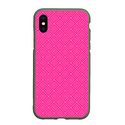 Чехол iPhone XS Max матовый Розовый орнамент из квадратиков