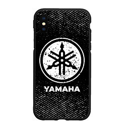 Чехол iPhone XS Max матовый Yamaha с потертостями на темном фоне, цвет: 3D-черный