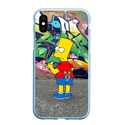 Чехол iPhone XS Max матовый Хулиган Барт Симпсон на фоне стены с граффити
