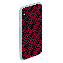 Чехол iPhone XS Max матовый Модный полосатый красно- черный узор Зебра, цвет: 3D-голубой — фото 2