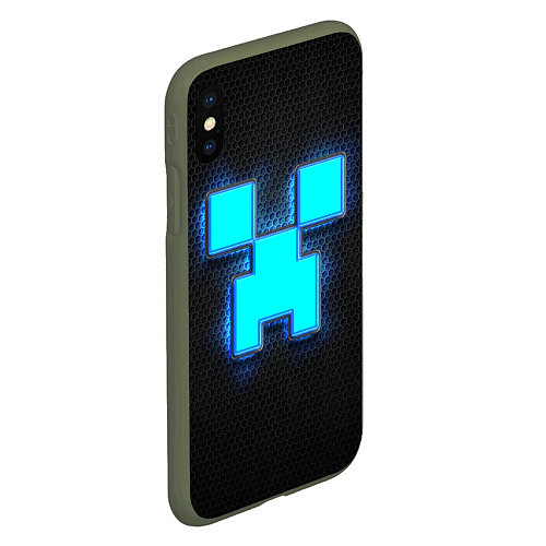 Чехол iPhone XS Max матовый Minecraft Creeper - neon / 3D-Темно-зеленый – фото 2