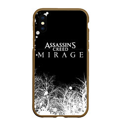 Чехол iPhone XS Max матовый Ассасинс крид Мираж лес, цвет: 3D-коричневый