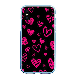 Чехол iPhone XS Max матовый Розовые сердца