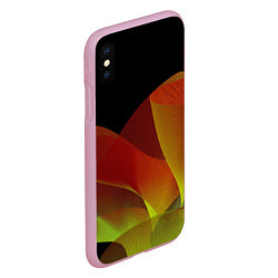 Чехол iPhone XS Max матовый Абстрактная ассиметричная оранжевая волна, цвет: 3D-розовый — фото 2