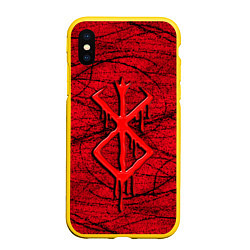 Чехол iPhone XS Max матовый Berserk red smudges, цвет: 3D-желтый