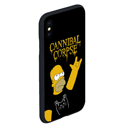 Чехол iPhone XS Max матовый Cannibal Corpse Симпсоны Гомер рокер / 3D-Черный – фото 2