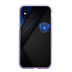 Чехол iPhone XS Max матовый Черно-синий герб России