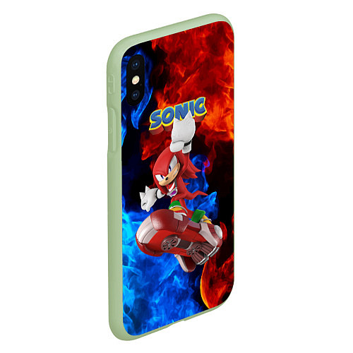 Чехол iPhone XS Max матовый Knuckles Echidna - Sonic - Video game / 3D-Салатовый – фото 2