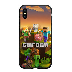 Чехол iPhone XS Max матовый Богдан Minecraft, цвет: 3D-черный