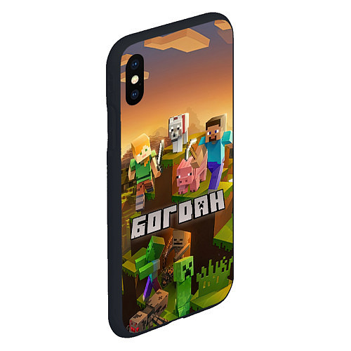 Чехол iPhone XS Max матовый Богдан Minecraft / 3D-Черный – фото 2