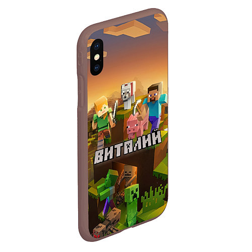 Чехол iPhone XS Max матовый Виталий Minecraft / 3D-Коричневый – фото 2