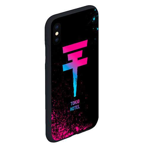 Чехол iPhone XS Max матовый Tokio Hotel - neon gradient / 3D-Черный – фото 2