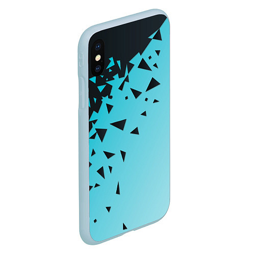 Чехол iPhone XS Max матовый Осколки Абстракции / 3D-Голубой – фото 2