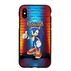 Чехол iPhone XS Max матовый Sonic - Hedgehog - Video game - жест, цвет: 3D-черный